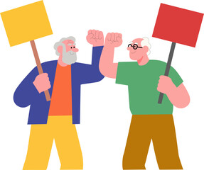 Peaceful Protesters Holding Blank Signs Vector Illustration
