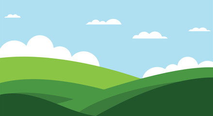 Stylized winter landscape with snow covered mountains and evergreen trees