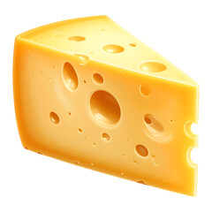 A wedge of delicious swiss cheese with many holes