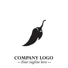 Chilli Logo Symbol Black and White Illustration Minimalist Spicy Pepper Design Concept
