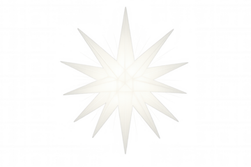 Illuminated white eleven point moravian star, representing christmas, holiday spirit, and religious symbolism, on a transparent background