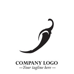 Chilli Logo Symbol Black and White Illustration Minimalist Spicy Pepper Design Concept
