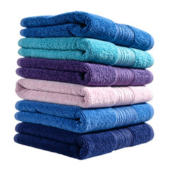 Stacked bath towels show variety of colors and textures.