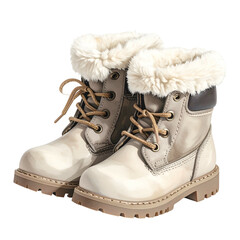 Cozy winter boots with fur lining feature lace-up closures.