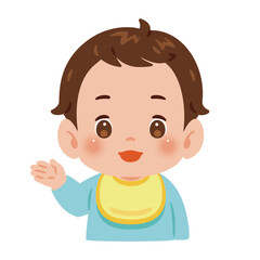 案内する男の子の赤ちゃん　上半身イラスト／Baby Boy Pointing or Giving Directions　upper body illustration