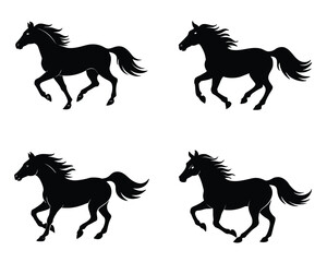Dynamic Galloping Horse Silhouettes Collection