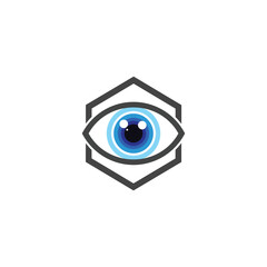 Eye inside a hexagon, representing vision and security