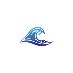 Blue wave logo with a stylized design