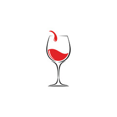 Wine glass with red wine, simple vector design