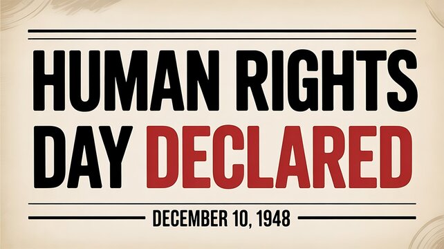Human Rights Declared bold text December 10 1948 anniversary declaration poster