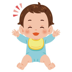 笑顔な男の子の赤ちゃん　全身イラスト／Smiling Baby Boy　full body illustration