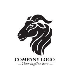 Head of Sheep Logo Symbol in Black on the White Background Minimalist Farm Animal Illustration