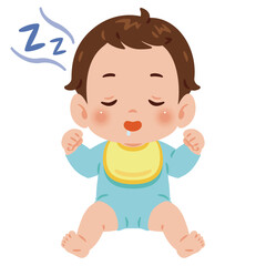 眠る男の子の赤ちゃん　全身イラスト／Sleeping Baby Boy　full body illustration
