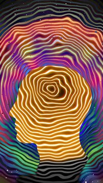 Silhouette of a human head with radio waves