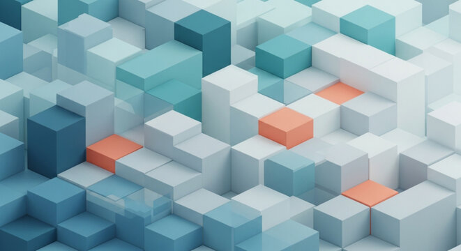 Abstract 3d cube landscape with vibrant colors and a modern design, creating a dynamic and visually appealing background for various creative projects
