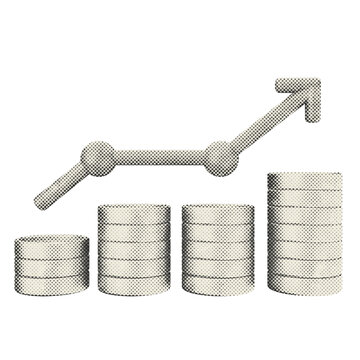 3d trading increase profit halftone style