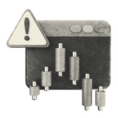 3d trading chart alert halftone style