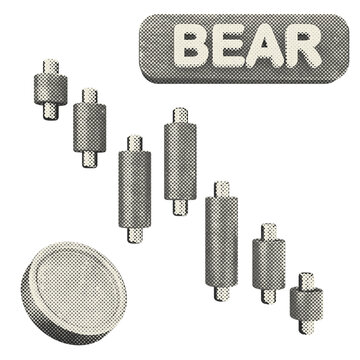 3d trading bearlish chart halftone style