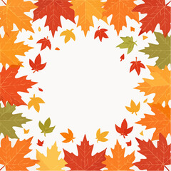Obraz premium 秋の紅葉フレーム（オレンジと赤の秋色デザイン）