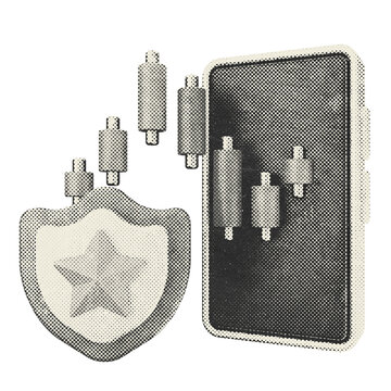 3d trading protection halftone style