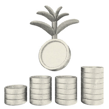 3d trading grow profit halftone style