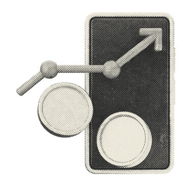 3d trading increase profit halftone style