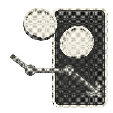 3d trading decrease profit halftone style