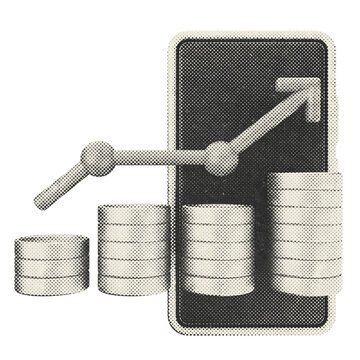 3d trading increase profit halftone style