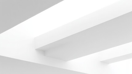 Minimalist ceiling with clean sharp lines features rectangular and square beams forming a grid pattern in monochromatic 