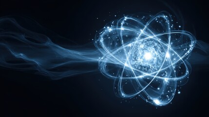 Obraz premium Nanotechnology. Abstract Physics Atom Proton Particle. Light Plasma Ball. Science Microscope Background. Virus Cell. Medical Science and Tech Inspired Abstract Background. Vector Illustration.
