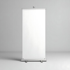 Blank Roll Up Banner Stand on Gray Background