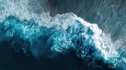 Fototapeta premium The sea water is very clear, abstract aerial view background of blue waves