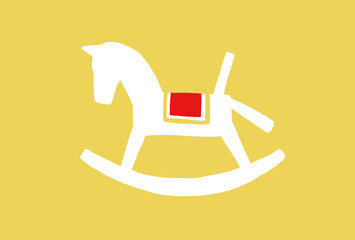 シンプルな白い木馬のシルエット