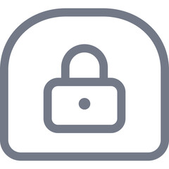 Simple Icon of a Padlock Symbol Inside a Rounded Square Outline on a Transparent Background Representing Security and Protection Concept