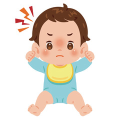 怒る男の子の赤ちゃん　全身イラスト／Angry Baby Boy　full body illustration