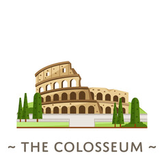 Naklejka premium Colosseum Rome, cartoon vector art illustration, with text and transparent background
