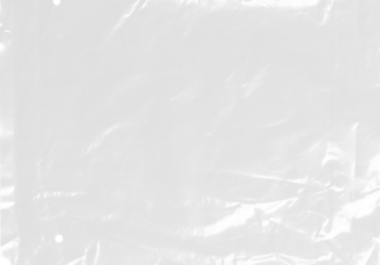 plastic transparent cellophane bag on white background. The texture looks blank and shiny. The plastic surface is wrinkly and tattered making abstract pattern