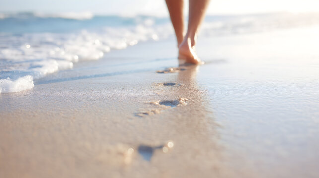 Summer Beach Walking White American Male Bare Feet