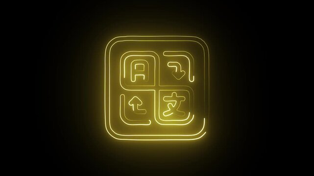 Glowing Neon Language Translation Icon Isolated on Black Background. HD Video Motion Graphic Animation