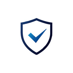 Shield with a checkmark. Safe and protect logo on white background. Vector illustration.