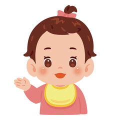 案内する女の子の赤ちゃん　上半身イラスト／Baby Girl Pointing or Giving Directions　upper body illustration