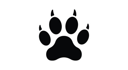 Bold black wolf paw print emblem symbol of wild animal nature and tracking adventures silhouette © AL-AMIN