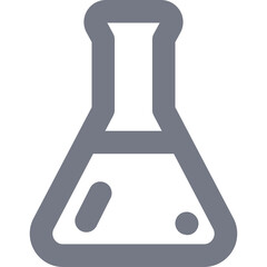 Simple Gray Laboratory Beaker Icon With Transparent Background Representing Science Chemistry and Research With Clear Liquid Inside