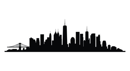 Iconic new york city skyline silhouette featuring freedom tower and brooklyn bridge a classic urban vista silhouette
