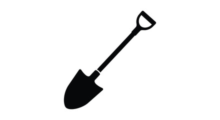 Classic gardening spade tool silhouette isolated on for outdoor work and construction projects silhouette
