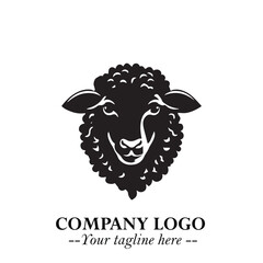 Head of Sheep Logo Symbol in Black on the White Background Minimalist Farm Animal Illustration