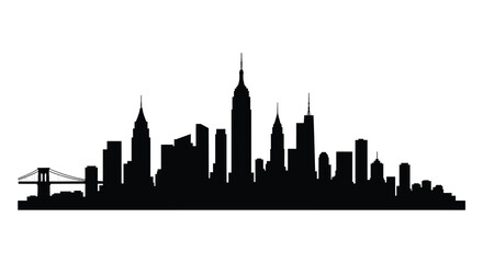 Obraz premium Iconic new york city skyline silhouette landscape famous skyscrapers landmark view silhouette