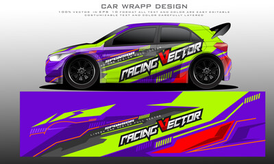 car livery design vector. Graphic abstract stripe racing background designs for wrap