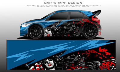 car livery design vector. Graphic abstract stripe racing background designs for wrap