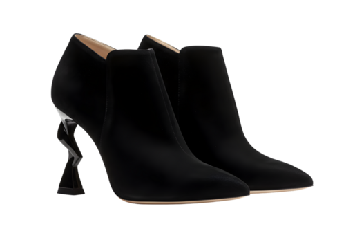 Black Ankle Boots with Sculpted Heels on transparent background
